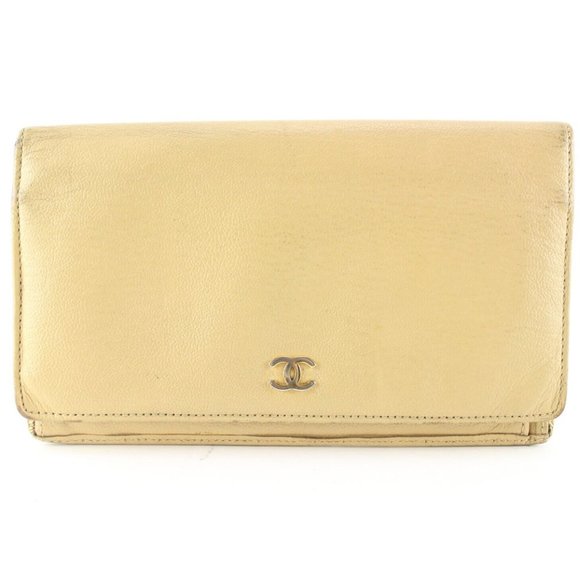 CHANEL Handbags - Chanel Beige CC Long Bifold Flap Wallet 2C512S